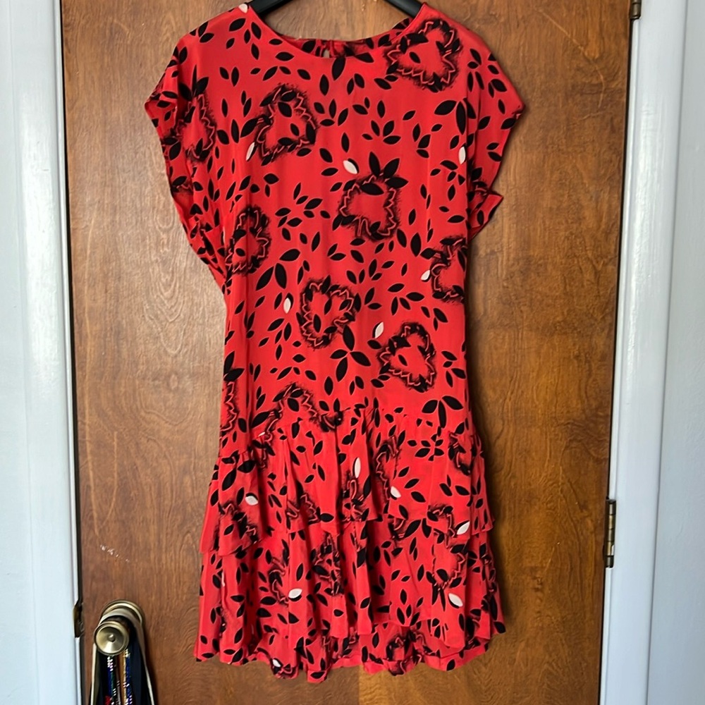 80s Vintage red silk mini dress